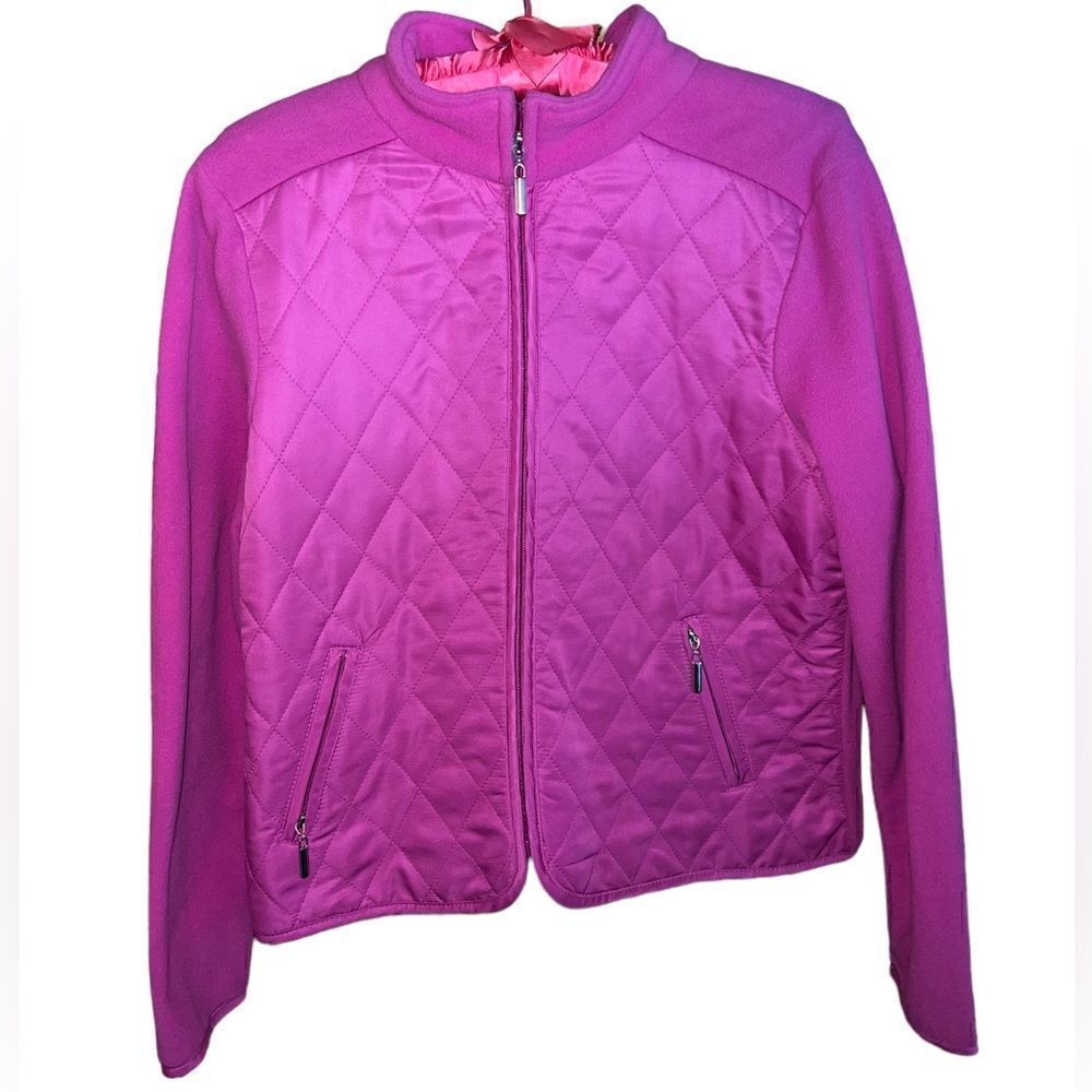 Escapade fuchsia fleece‎ and quilted full zip jacket size medium